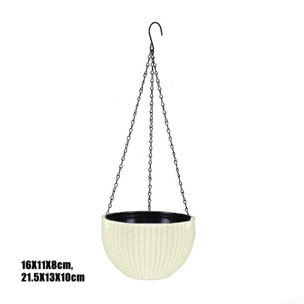 Rattan Plaited Hanging Basket Garden Flower Pot Resin Chic Planter with Chain! Rattan Plaited Hanging Basket Garden Flower Pot Resin Chic Planter with Chain!